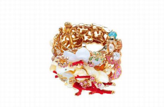 Dior高级珠宝18K黄金镶嵌红珊瑚及钻石手镯