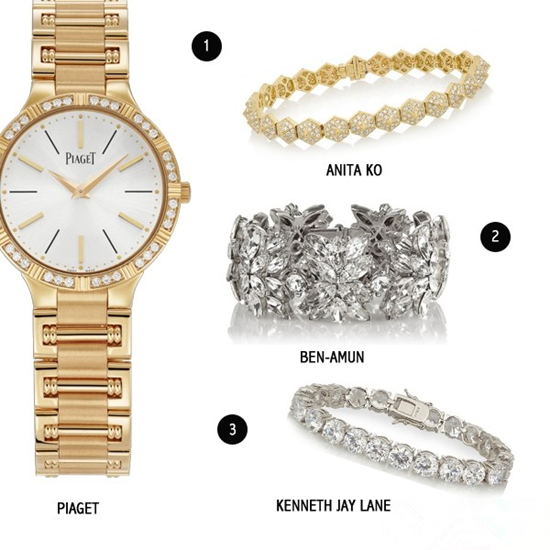 金色手表+钻石手镯、手链