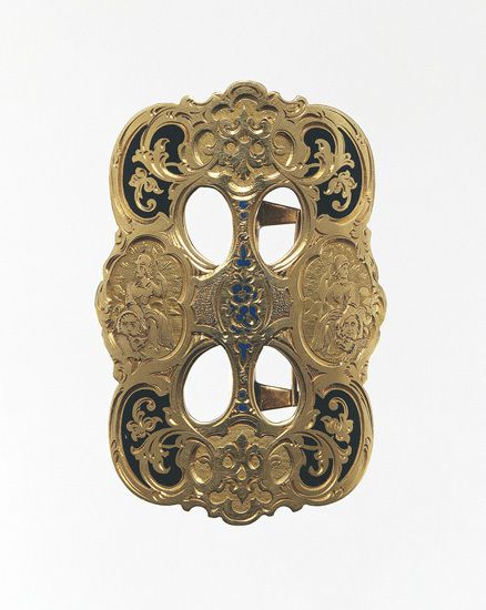 Champlevé 珐琅工艺腰带扣，california jewelry company 1868 年制作
