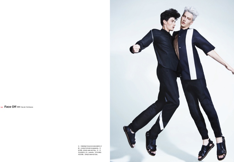 JESTER WHITE & BENJAMIN JARVIS DUEL登上中国版《NUMERO HOMME》 2013年9月刊高清图片