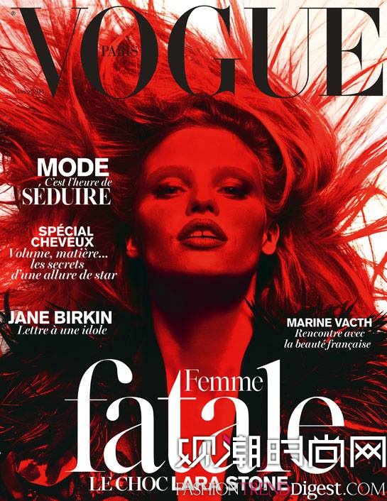 Lara Stone登上法国版《Vogue》 2014年3月封面高清图片