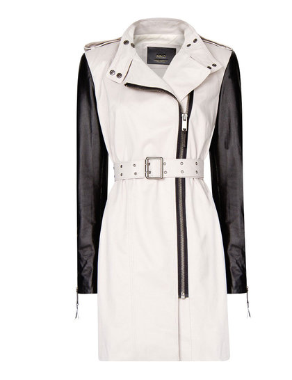 Mango leather sleeves trench