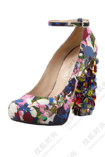 Nicholas Kirkwood Erdem Floral-Print Jeweled-Heel Pumps