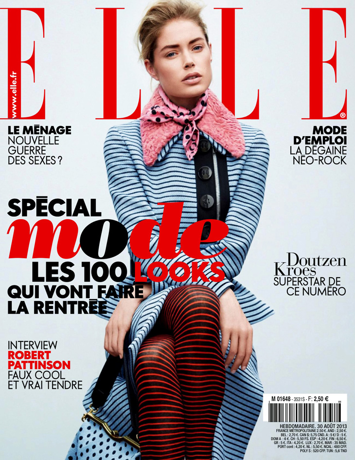 doutzen kroes身着最新秋装登上法国版《elle》杂志封面