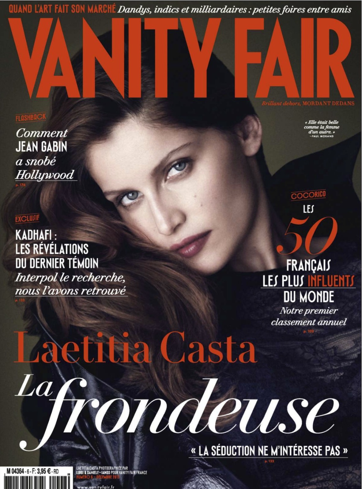 Laetitia Casta登上Vanity Fair France十二月刊封面