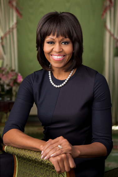 第一夫人米歇尔·奥巴马 身穿Reed Krakoff 为 2013年白宫作肖像描画