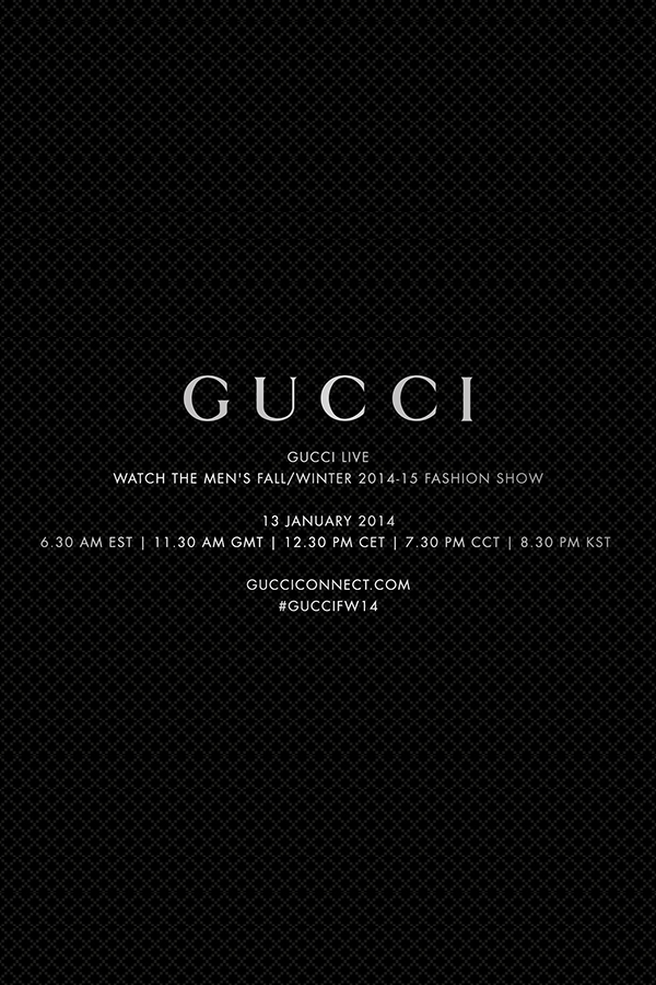 Gucci 2014秋冬男装秀视频直播