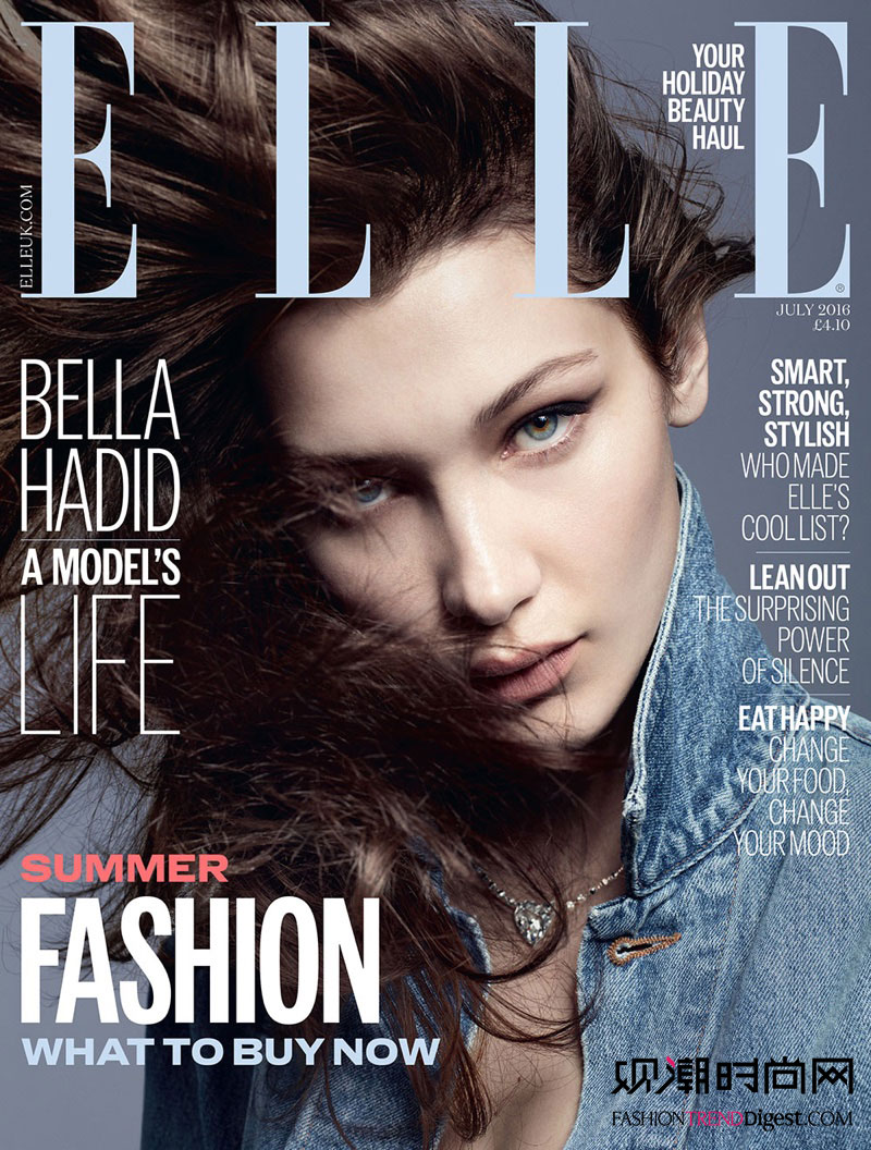 bella hadid演绎英国版《elle》2016年7月杂志封面