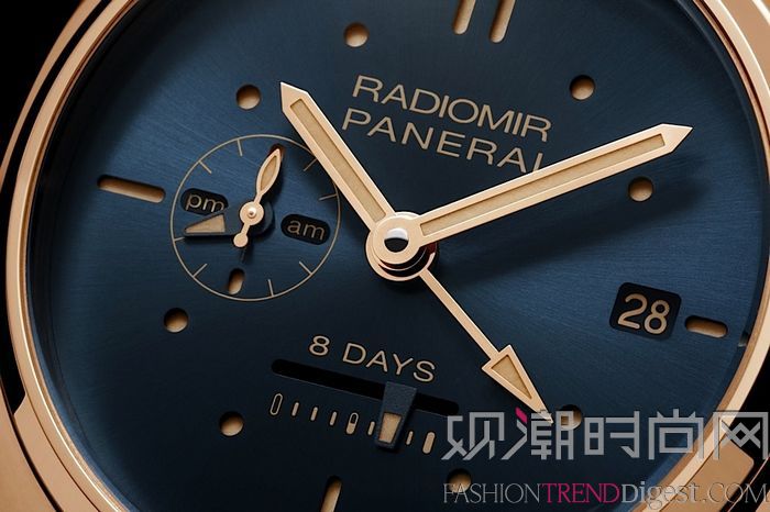 沛納海全新Radiomir 8 Days GMT Oro Rosso 8日動力儲存兩地時間紅金腕表