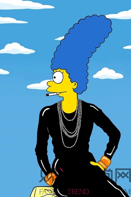 卡通人物Marge Simpson演绎经典时装秀