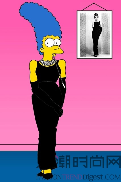 卡通人物Marge Simpson演绎经典时装秀