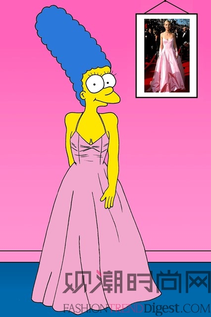 卡通人物Marge Simpson演绎经典时装秀