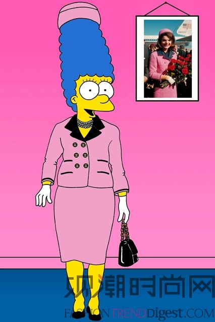 卡通人物Marge Simpson演绎经典时装秀