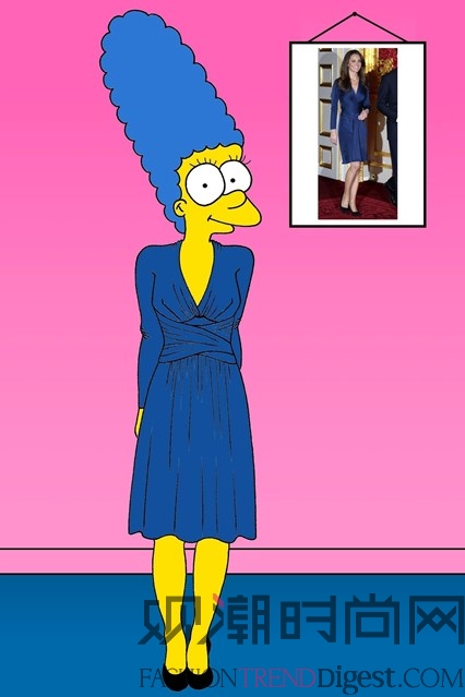 卡通人物Marge Simpson演绎经典时装秀