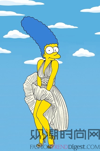 卡通人物Marge Simpson演绎经典时装秀