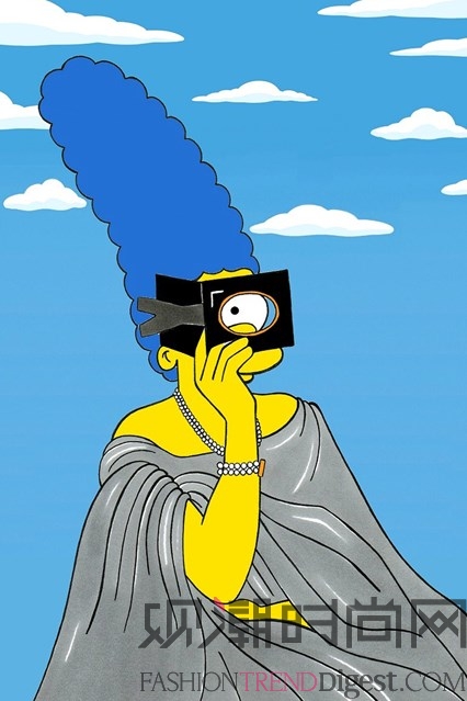 卡通人物Marge Simpson演绎经典时装秀