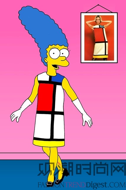 卡通人物Marge Simpson演绎经典时装秀