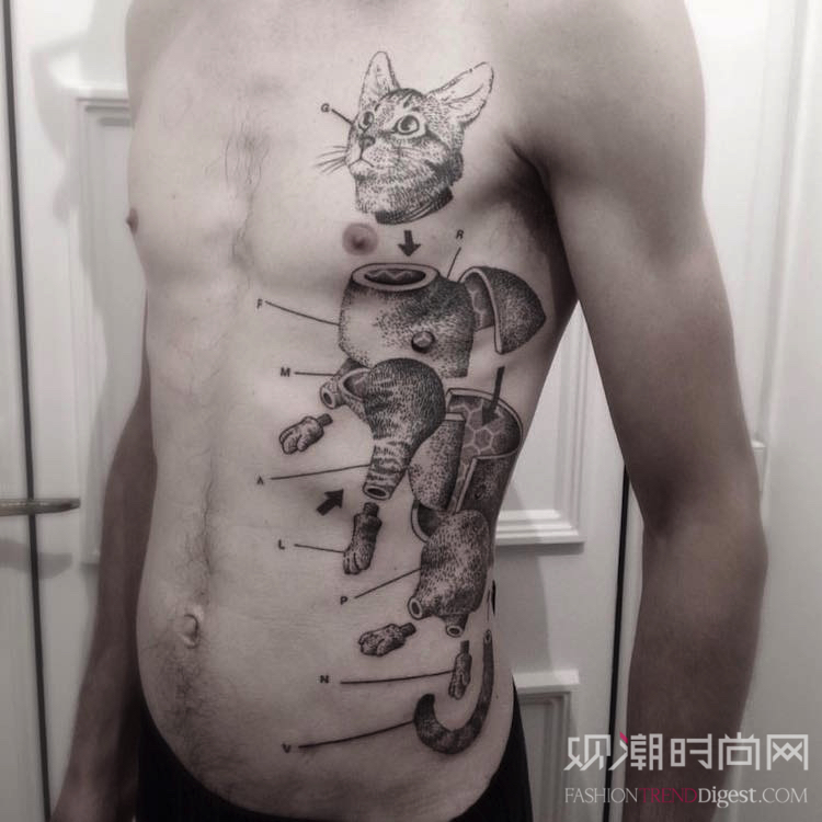 超现实的“混血”动物纹身看起...