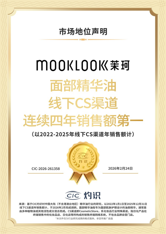 四连冠！茉珂精华油4年断层第...