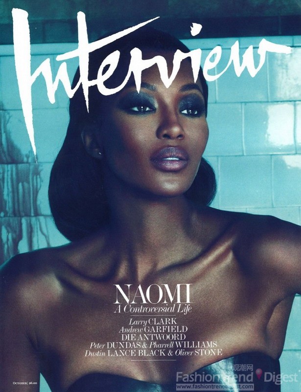 19. 纳奥米•坎贝尔 (Naomi Campbell) ——《Interview》10月刊，走过麻豆生涯25年，仍然完美无瑕，性感魅力“宝刀未老”。在摄影师墨特-马可斯组合(Mert n Marcus) 掌镜的下担当有争议画面的主角显得大胆而有张力。 <br>
<br>
 