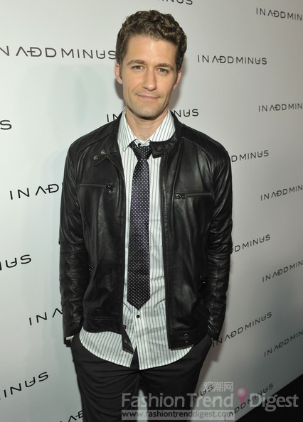 14. 马修•莫里森（Matthew Morrison）<br>
演员兼歌手的马修•莫里森（Matthew Morrison）不会仅仅将时尚局限在袖子上，经常出入红毯的他风格标新立异，这件圆点领带与皮夹克的混搭也非常帅气。<br>
 