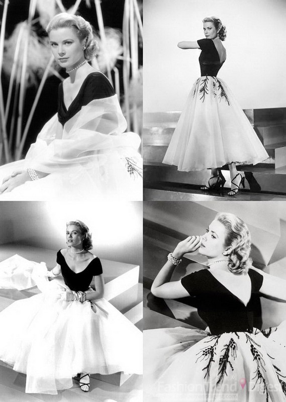 1、Grace Kelly in《Rear Window》（1954）<br>
優(yōu)雅美麗的Grace Kelly在這部經典的希區(qū)柯克電影中奉獻了最華麗的服裝秀。片中的6套服裝，均出自當時好萊塢最頂尖的服裝設計師Edith Head。其中以第一套黑色前后大V領緊身上衣，白色蓬蓬紗裙最為搶眼。Edith Head以當時興起的Dior New Look為靈感來源，塑造了一位身著當季最華麗的時裝出入各種場合，美麗、時尚的當代紐約白領女性。包括Reese Witherspoon在內的很多明星，都表示對《后窗》當中的服裝著迷不已。<br>
相似鏈接：《To Catch a Thief》<br>
 