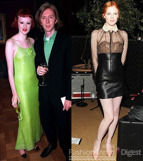 15. 凯伦•艾尔森 (Karen Elson)<br>
往日：她“面色苍白，有趣”出席与年轻的“帽子大师”菲利普•崔西 (Philip Treacy)参加戴安娜王妃的第36个生日派对。<br>
当今：虽然她与音乐家Jack White离婚后又再婚，依旧没有影响她在时尚界的地位，她会唱民族歌曲，为Nine West设计限量配饰。<br>
 