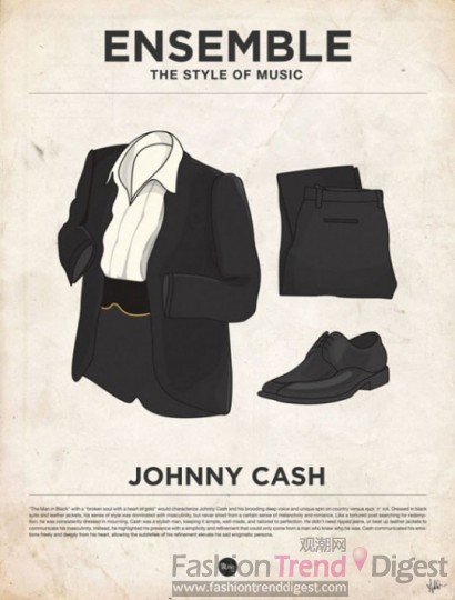 2. 約翰尼•卡什(Johnny Cash)(1932-2003) <br>
全身黑色系是他的基本著裝<br>
 