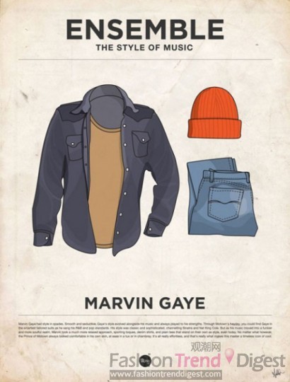 6. Marvin Gaye<br>
他喜歡混搭的感覺，怎么舒服怎么穿，不過一頂彩色針織帽更是他的標志著裝。<br>
 
