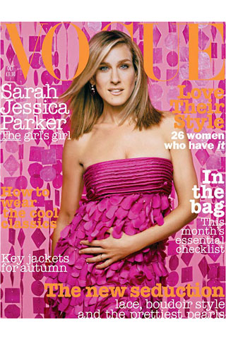 19. Sarah Jessica Parker出现在Vogue杂志2003年10月封面，2002年10月生下了儿子James Wilkie，2009年6月生下了双胞胎女儿Tabitha Hodge和Marion Loretta Elwell。 