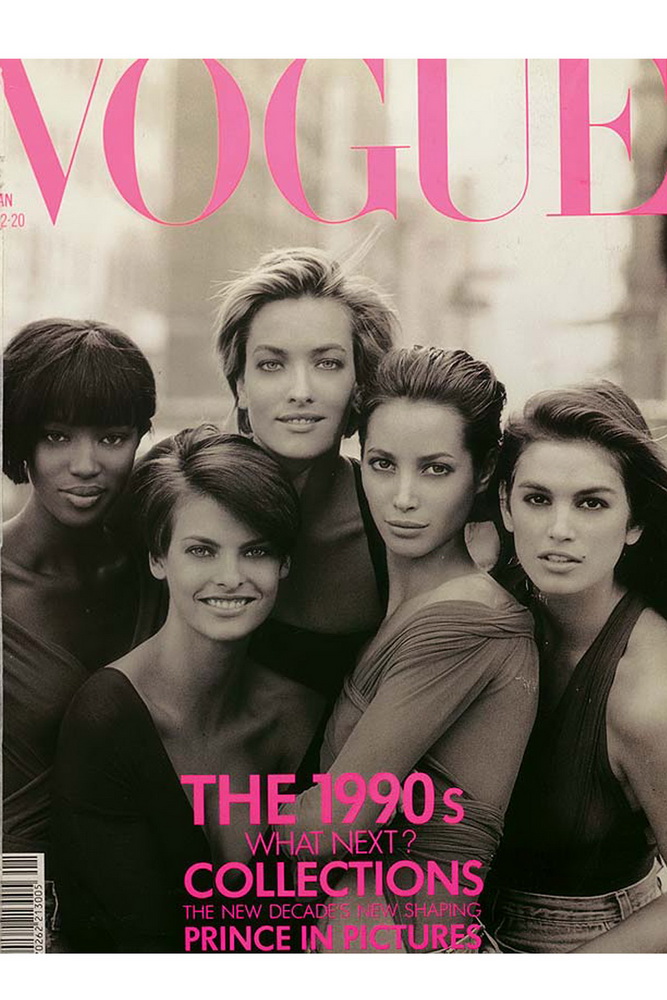9. 1990琳達•伊萬格麗斯塔 (Linda Evangelista)帶領(lǐng)眾多模特出現(xiàn)在VOGUE封面上，以此宣告未來的10年。 