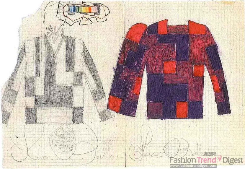 14 贾科莫•巴拉（Giacomo Balla），Due studi di golf (两件套衫)，1930年。用铅笔在纸上画的草稿。罗马，Biagiotti Cigna 基金。 
