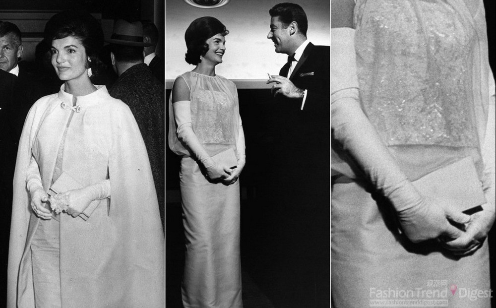 5. 1961.1.20，在肯尼迪总统的就职典礼上，Jackie O.又换上了白色晚装出席。 