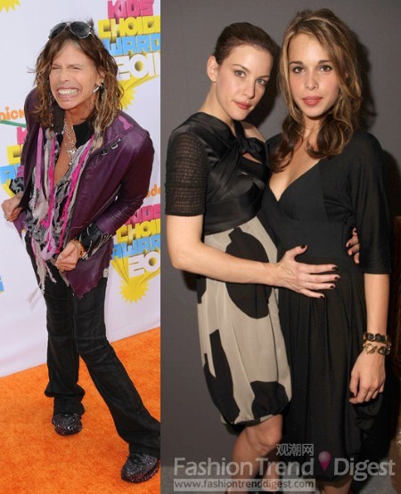 25. 史提芬泰勒（Steven Tyler ）和他的女儿丽芙泰勒（Liv Tyler）穆塔拉瑞可（Chelsea Tallarico），一个摇滚父亲与一对姐妹花。