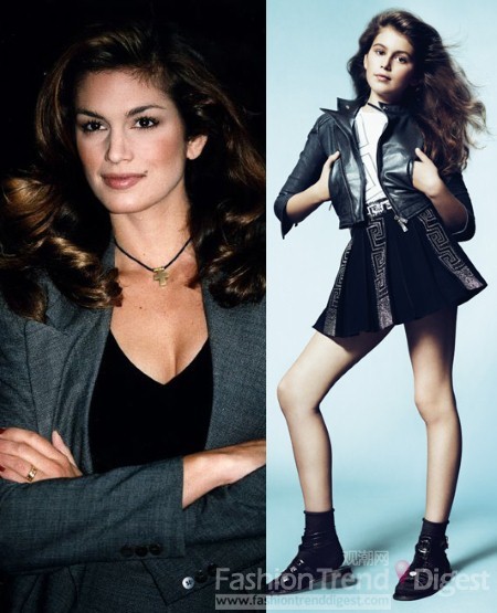 23. Cindy Crawford 和她的女儿凯亚格柏（Kaia Gerber）， 一个好成功的母亲，所以意料，她的女儿，最喜欢的就是成为像她妈妈一样的女人。其实很容易看出，她的风格和她母亲的比较相似。