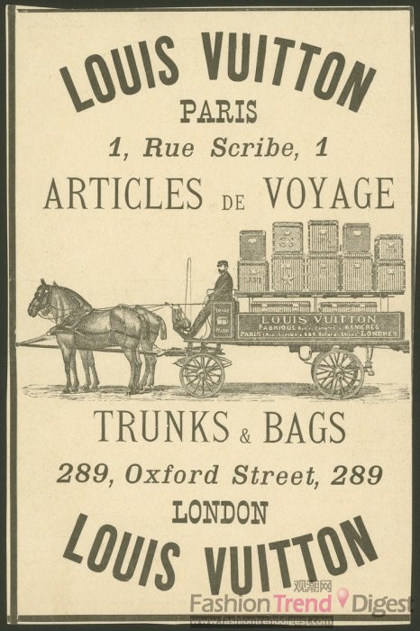 1887年展示的巴黎、伦敦的Louis Vuitton行李箱和包包。