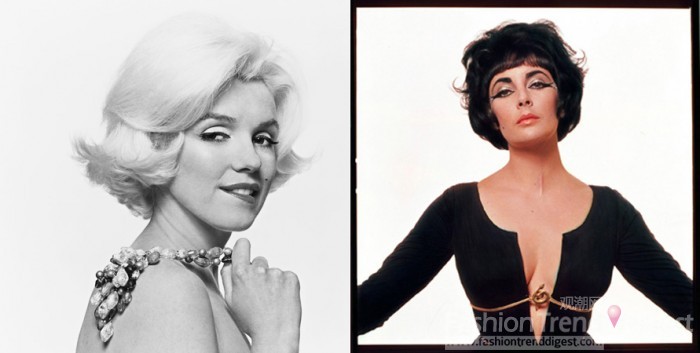 缪斯类：<br>
12. 玛丽莲•梦露（MARILYN MONROE）&伊丽莎白•泰勒（ELIZABETH TAYLOR）<br>
玛丽莲•梦露&伊丽莎白•泰勒是复古风格的两个传说，没有先后排名之分，玛丽莲•梦露可以说是金发尤物，伊丽莎白•泰勒的魅力经久不衰，她俩都是影响时尚趋势的风向标。<br>
