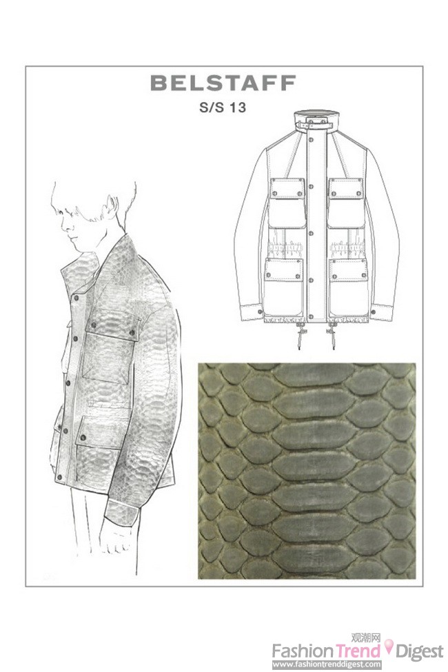 4.	Belstaff: “2013春夏系列，灵感来自旅行中的浪漫主义，可以说是全球最豪华的旅客。”